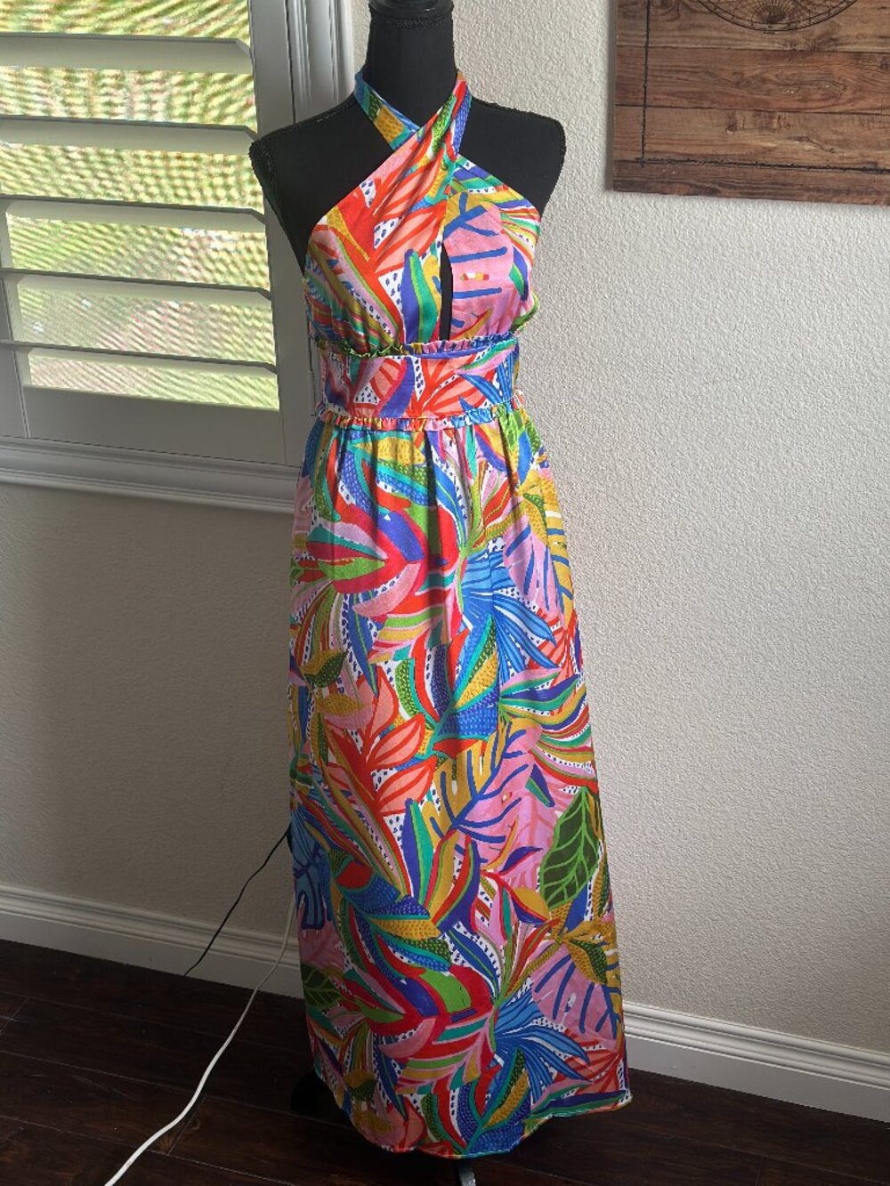 Sugarlips Tropical Print Halter Maxi Dress Size S